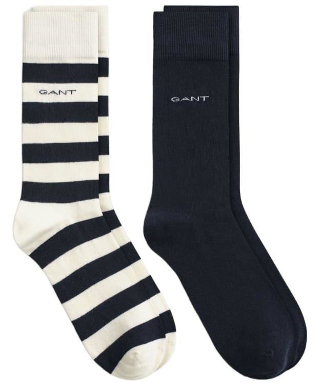 Men's GANT Barstripe and Solid Combed Cotton Socks - 2 Pack - Cream