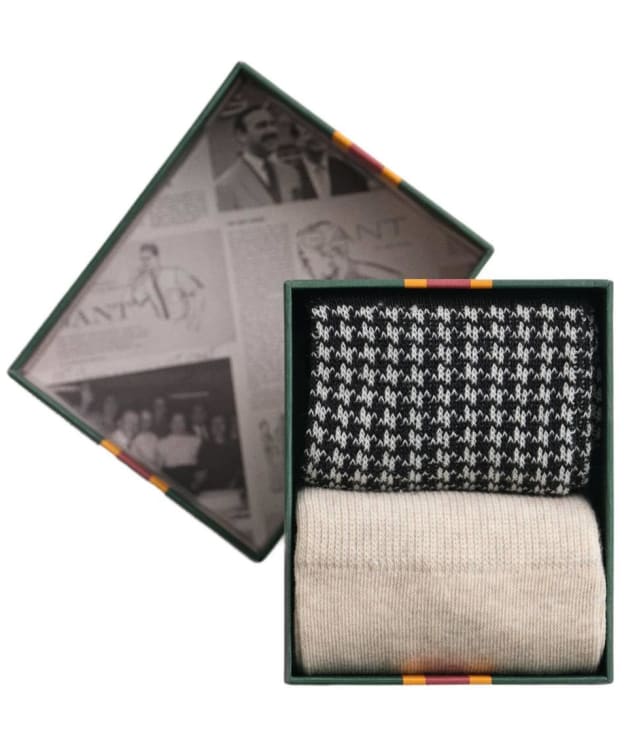 Men's GANT Houndstooth Socks Gift Box - 2 Pack - Black