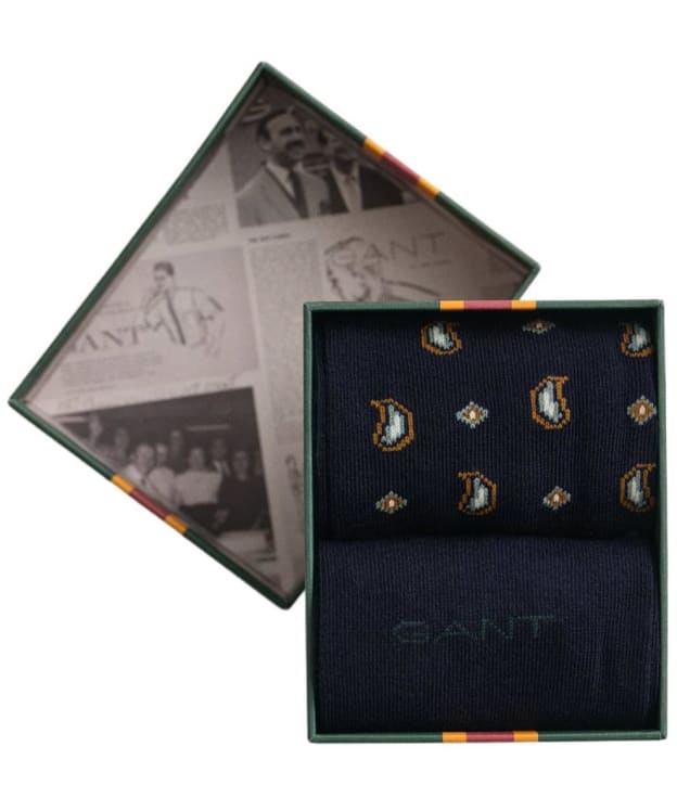 Men's GANT Paisley Socks Gift Box - 2 Pack - Marine