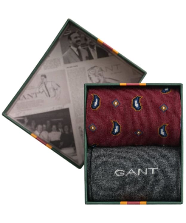 Men's GANT Paisley Socks Gift Box - 2 Pack - Plumped Red