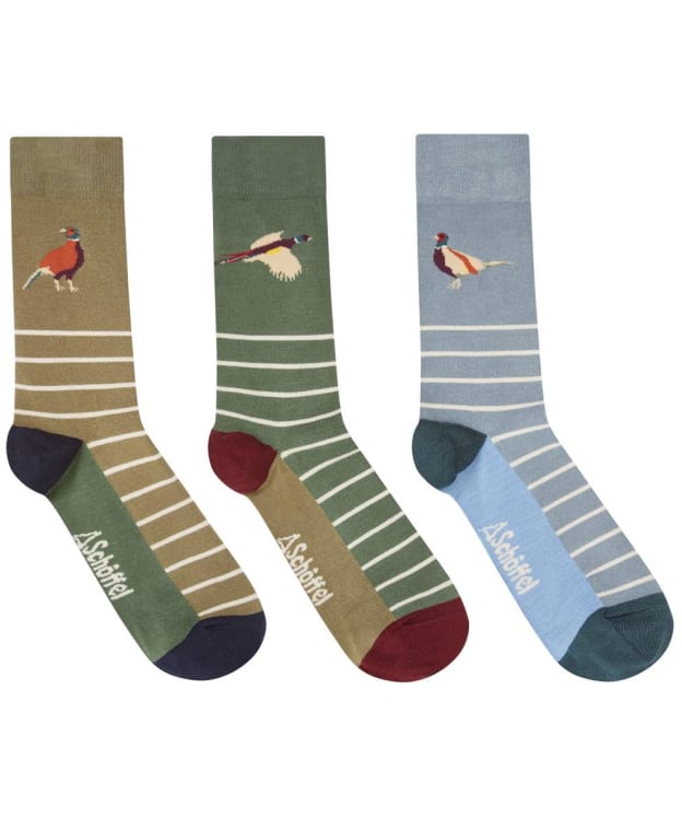 Men’s Schöffel Bamboo Socks – 3 Pack - Lake Blue Pheasant Mix