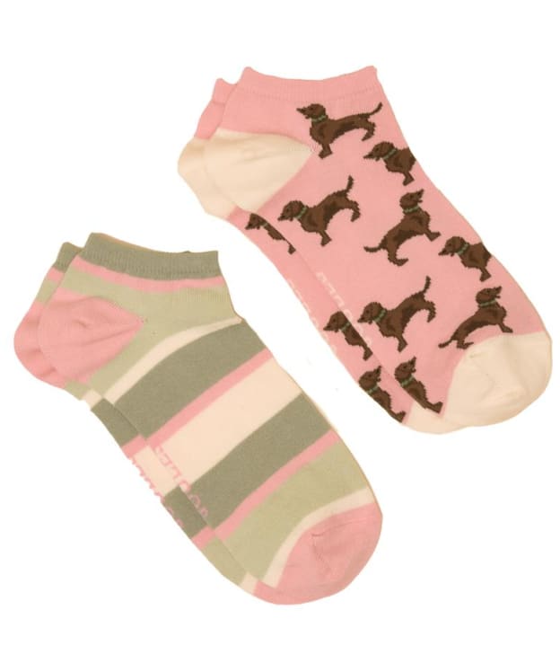 Women's Joules Rilla Trainer Socks - 2 Pack - Pink / Green