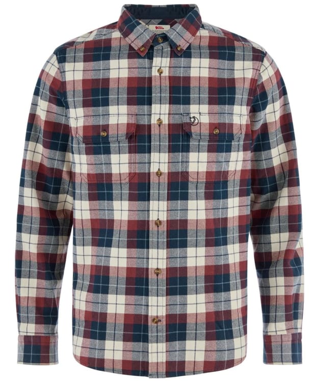 Men's Fjallraven Singi Heavy Flannel Long Sleeve Shirt - Dark Navy / Maroon