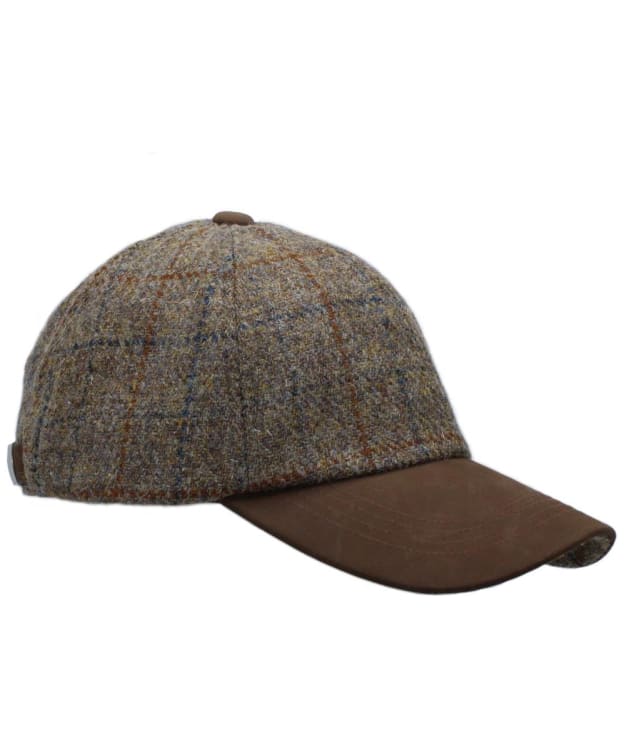 Heather Glencairn Harris Tweed Leather Peak Baseball Cap - Mushroom