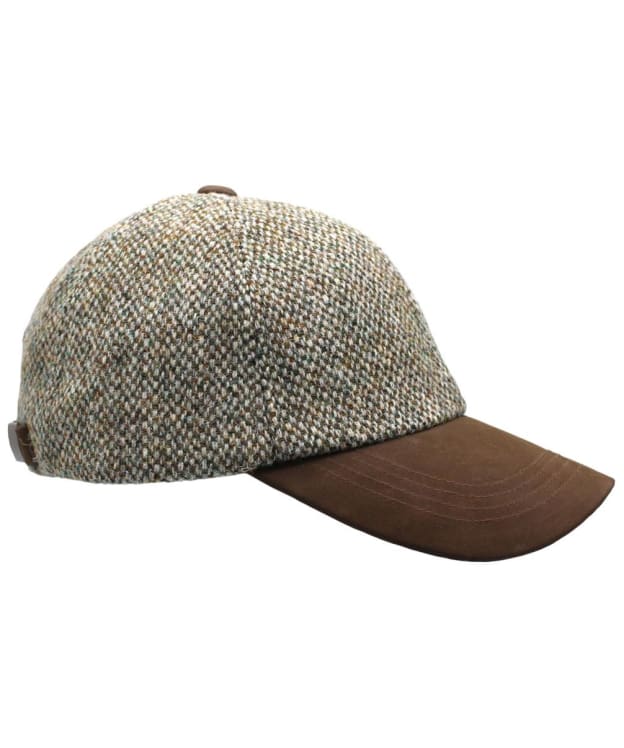 Heather Glencairn Harris Tweed Leather Peak Baseball Cap - Pebble