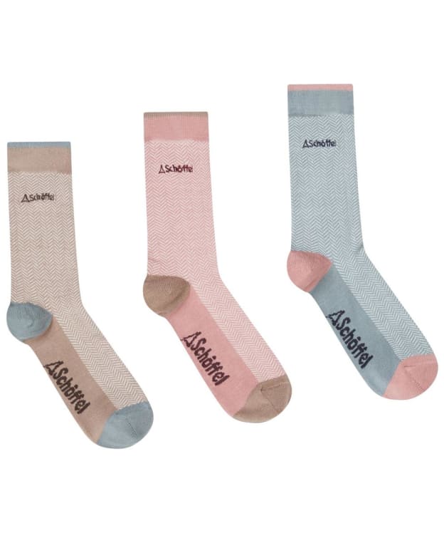 Women’s Schoffel Bamboo Socks - Box of 3 - Lake Blue Herringbone Mix