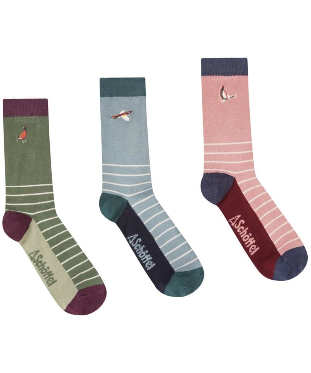 Women’s Schoffel Bamboo Socks - Box of 3 - Loden Green Pheasant Mix