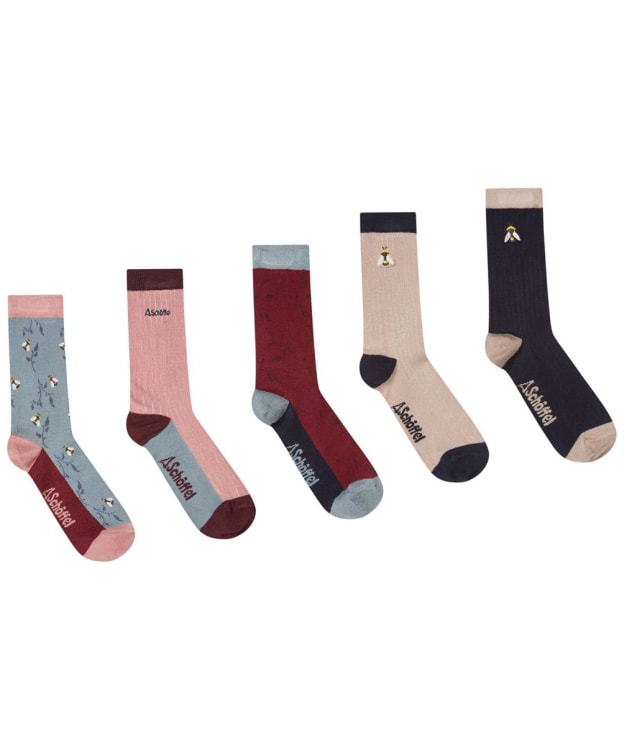 Women’s Schoffel Bamboo Socks – Box of 5 - Bee Mix