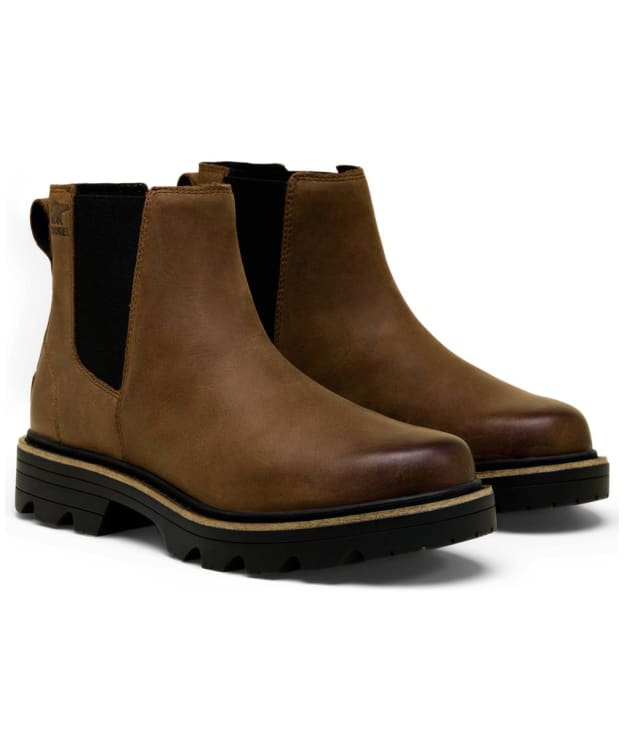 Women's Sorel Revel Rd™ Leather Waterproof Chelsea Boots - Tobacco / Black