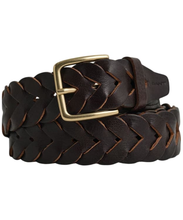 Men's GANT Leather Braided Belt - Mahogany Brown
