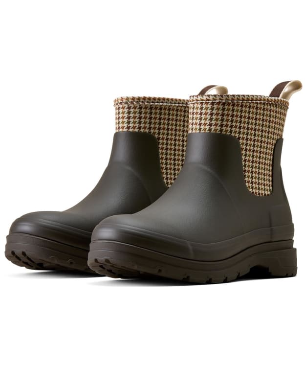 Women's Ariat Kelmarsh Shortie Wellington Boots - Chocolate / Tan Twill