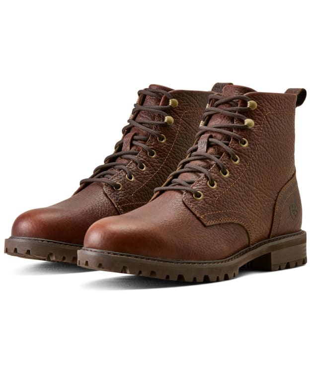 Men's Ariat Moorland Bison Leather Boots - Cognac Bison