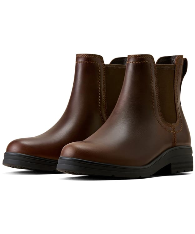 Women's Ariat Langley Waterproof Leather Chelsea Boots - Tobacco Brown
