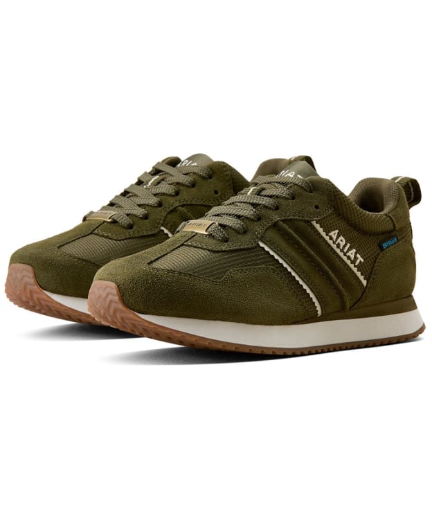 Women's Ariat Ranch Runner Waterproof Trainers - Olive Night