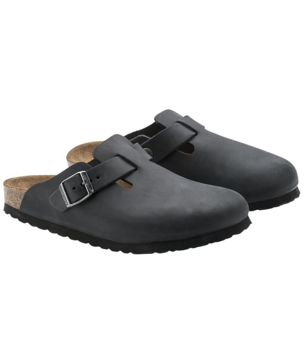 Birkenstock Boston Oiled Leather Clogs - Narrow Footbed - Black