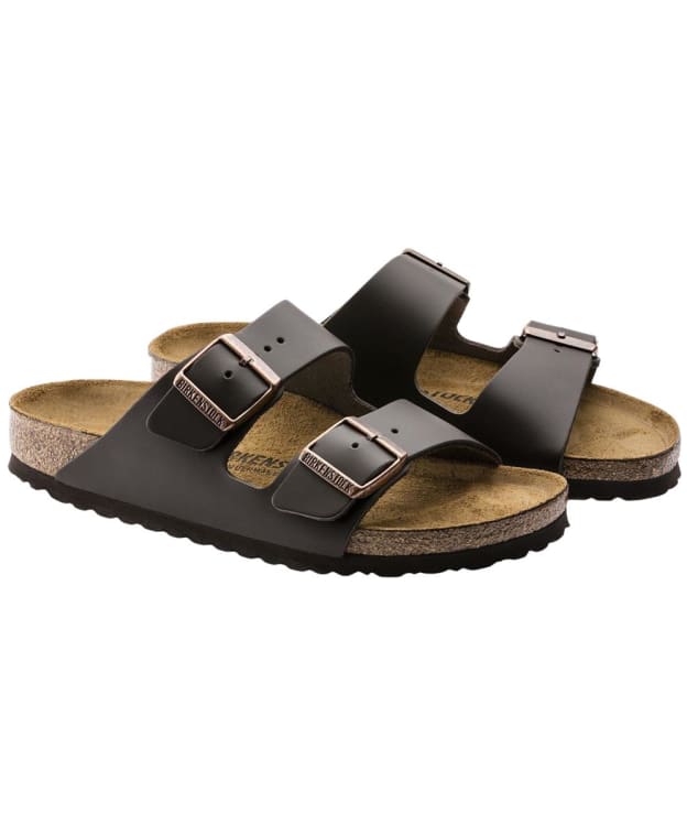 Birkenstock Arizona Natural Leather Sandals - Narrow Footbed - Adjustable Fit - Dark Brown