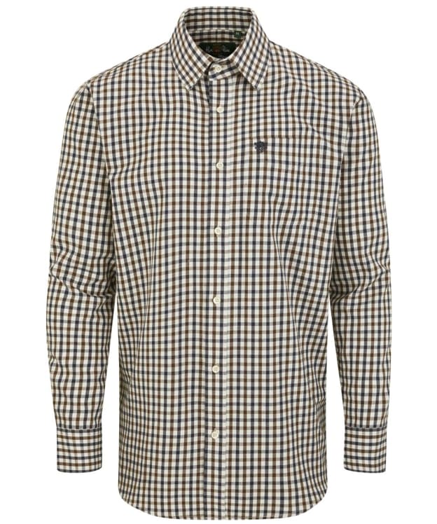 Men's Alan Paine Ilkley Shooting Fit Cotton Shirt - Blue / Brown