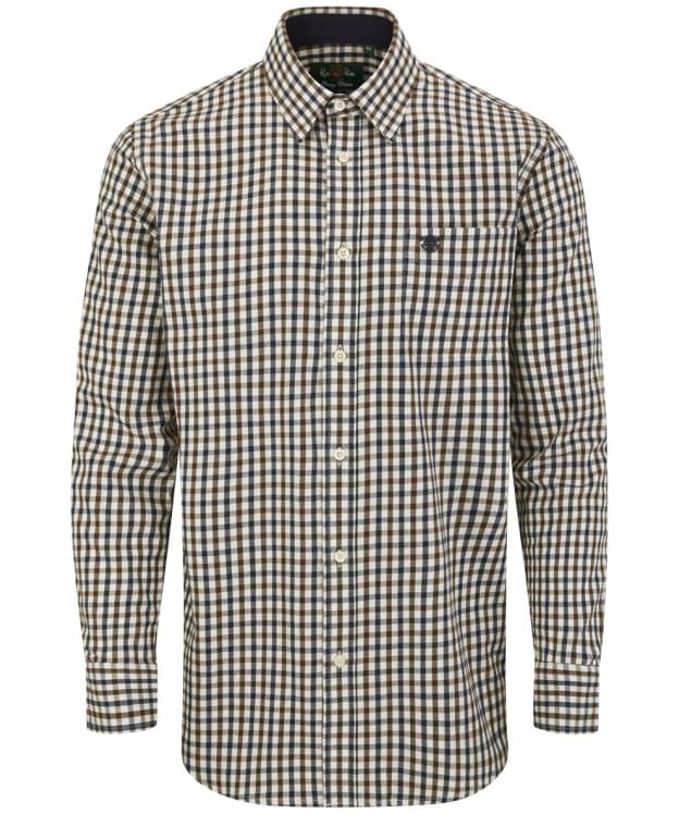 Men's Alan Paine Aylesbury Long Sleeve, Classic Fit Shirt - Blue / Brown
