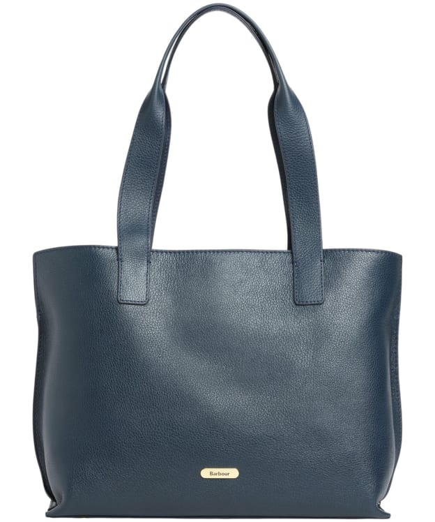 Women's Barbour Alder Large Leather Tote Bag - Navy