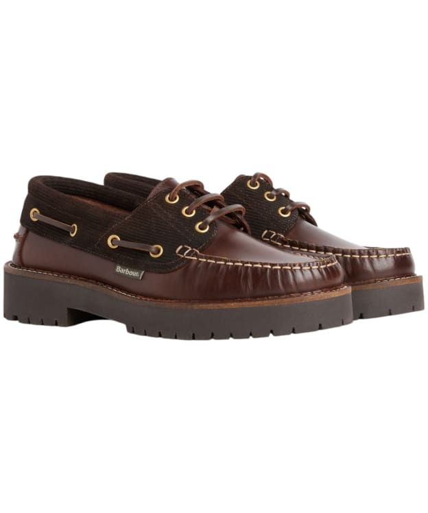 Women's Barbour Darras Boat Shoe - Dark Brown / Brown Cord