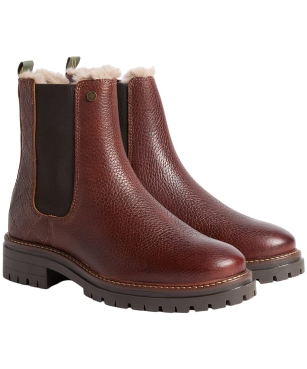 Women's Barbour Evie Faux Fur Chelsea Boots - Brown Leather