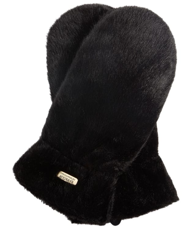 Women's Barbour International Cyrus Faux Fur Mitts - Black