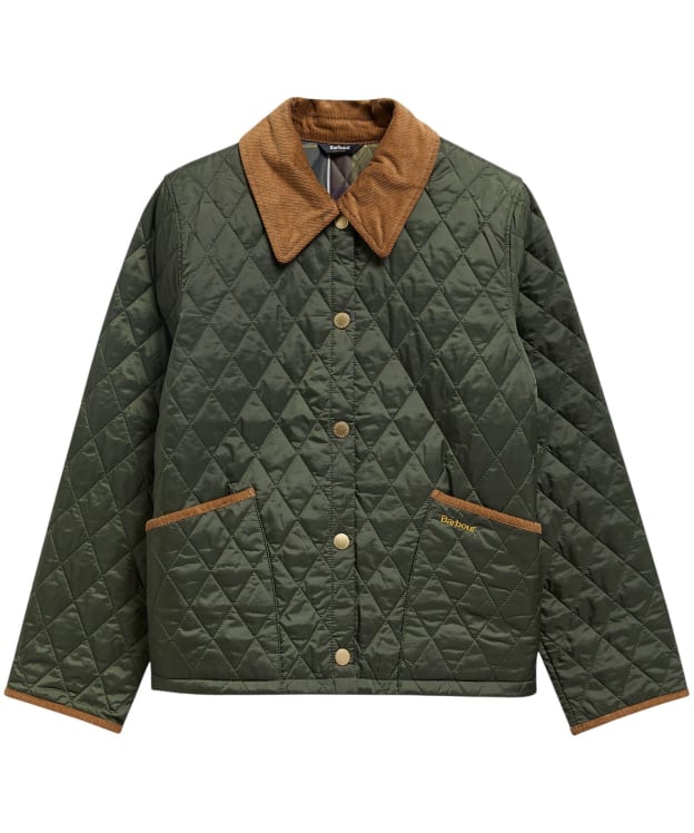 Women's Barbour Icons Cropped Liddesdale Quilted Jacket - Olive / Classic Tartan