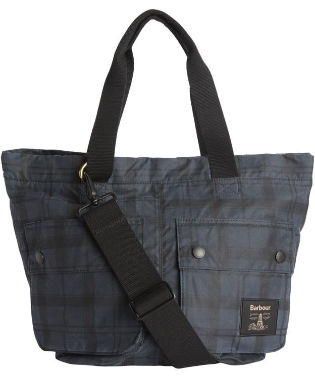 Barbour Field Waxed Carry All Tote Bag - Navy Tartan