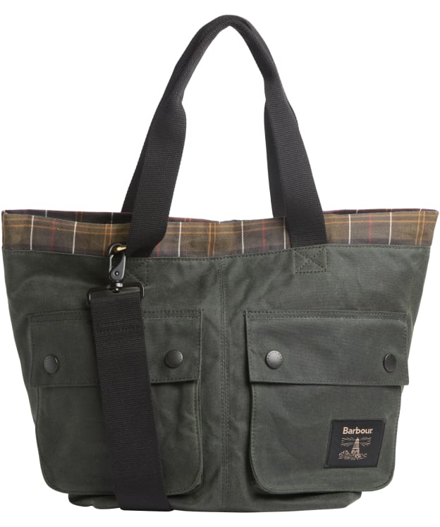 Barbour Field Waxed Carry All Tote Bag - Sage / Classic