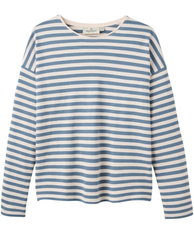 Women's Passenger Clothing Panorama Striped Long Sleeve T-Shirt - Stormy Blue / White Sand