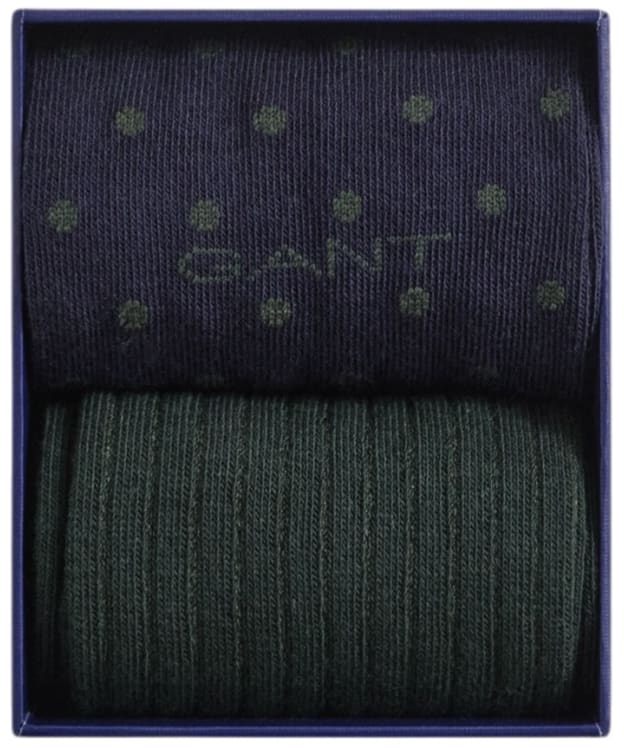 Men's GANT Dot And Rib Socks Gift Box - 2 Pack - Evening Blue