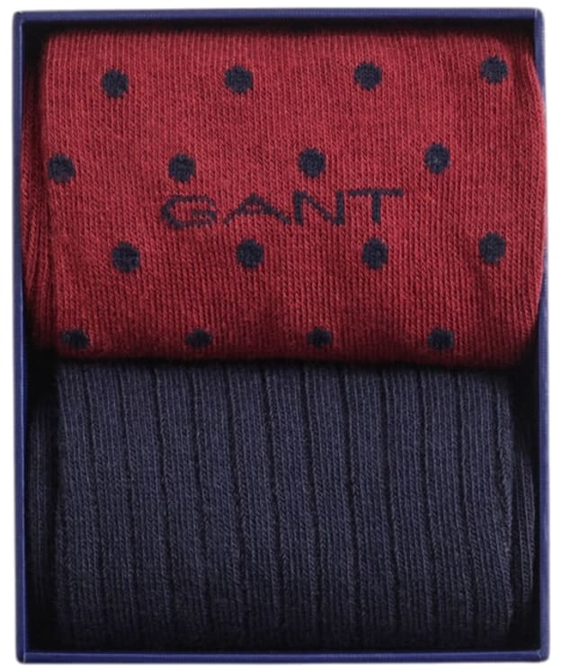 Men's GANT Dot And Rib Socks Gift Box - 2 Pack - Plumped Red