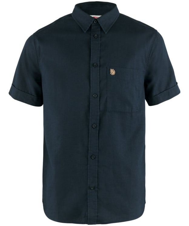 Men's Fjallraven Övik Travel Short Sleeve Shirt - Dark Navy / Patina Green