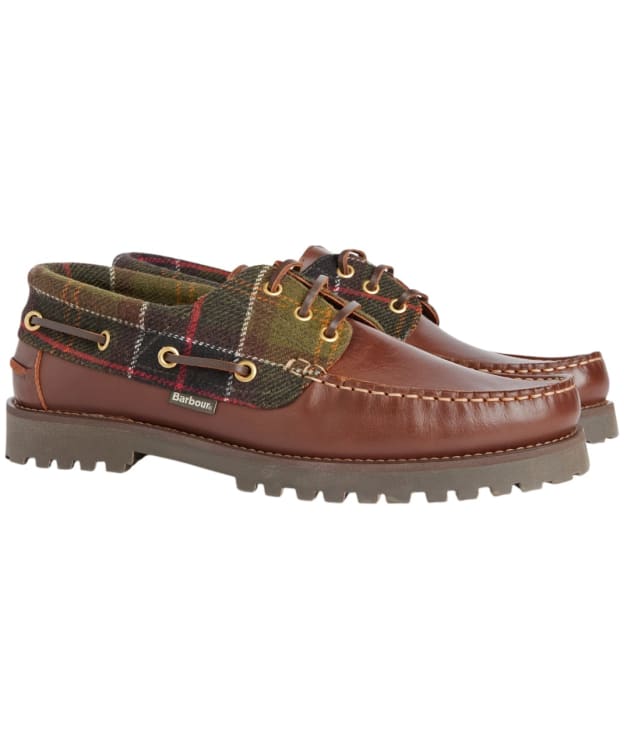 Men's Barbour Deck Boat Shoe - Brown / Classic Tartan