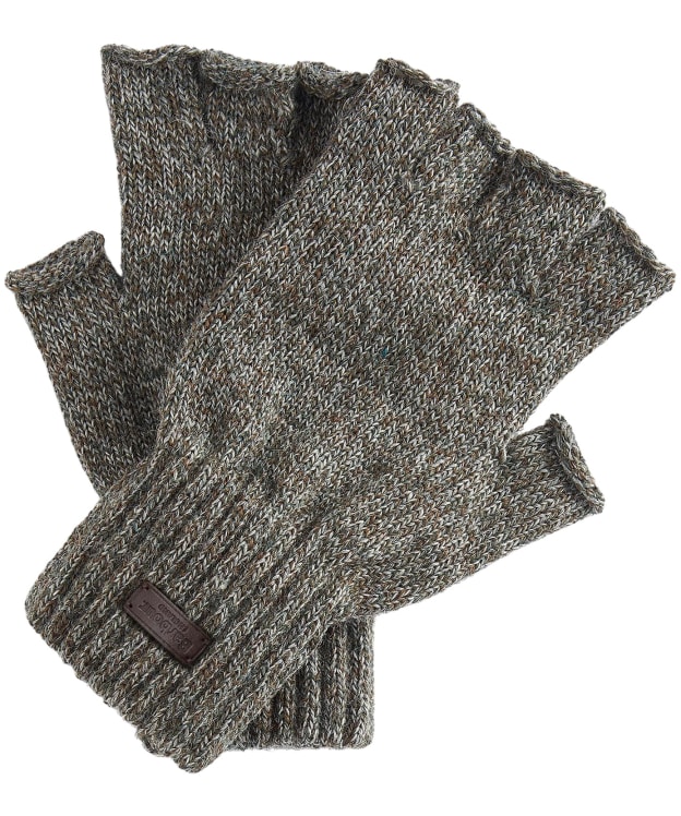 Men's Barbour Heath Fingerless Wool Gloves - Green