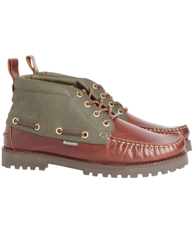 Men's Barbour Harle Mid Chukka Boots - Mahogany / Olive