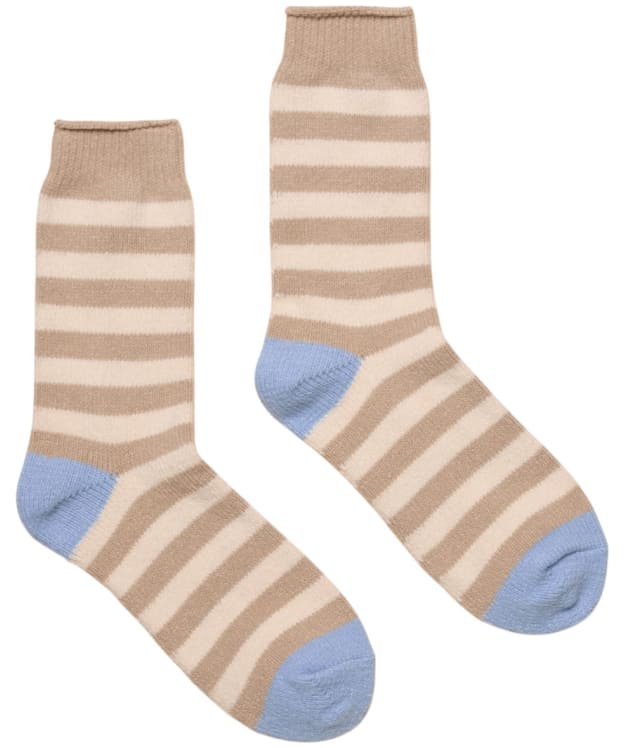 Women's Joules Cosy Stripe Socks - Oat Stripe