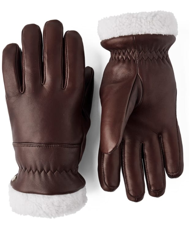 Women's Hestra Edda Leather Gloves - Espresso