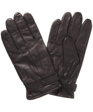 Men's Barbour Burnished Leather Insulated Gloves - Dark Brown