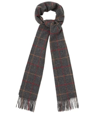 Barbour Tattersall Lambswool Scarf - Charcoal / Red