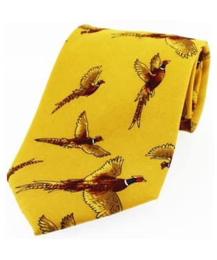 Men's Soprano Large Flying Pheasants Silk Tie - Mustard