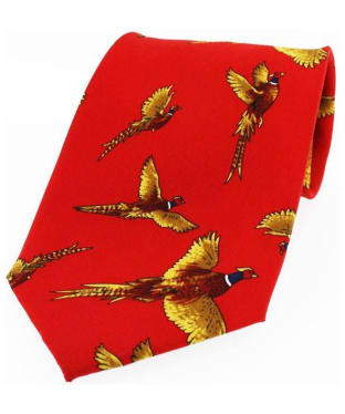 Men's Soprano Large Flying Pheasants Silk Tie - Red