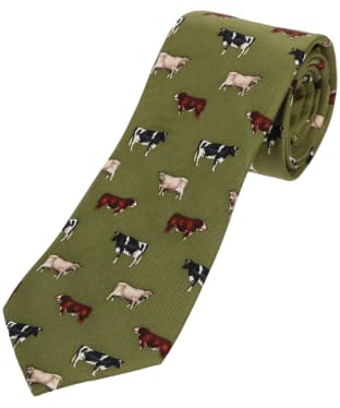 Men's Soprano Cow Breeds Silk Tie - Green