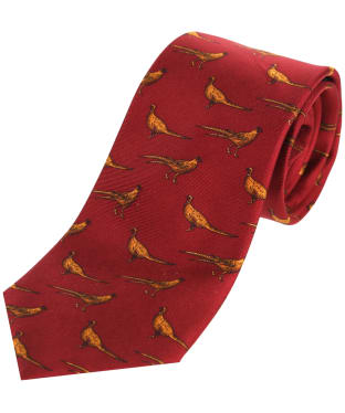 Men's Soprano Standing Pheasants Silk Tie - Red