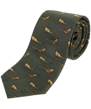 Men's Soprano Standing Pheasants Silk Tie - Green