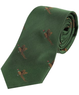 Men's Soprano Small Pheasants Silk Tie - Green