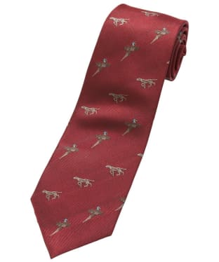 Men's Alan Paine Ripon Silk Tie - Bird & Dog - Bordeaux