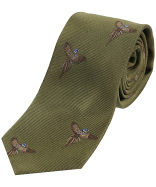 Men's Soprano Flying Pheasant Print Silk Tie - Country Green