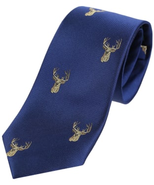 Men's Soprano Stags Head Silk Tie - Blue