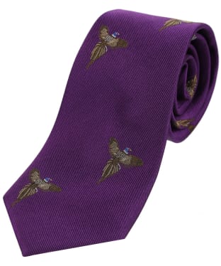 Men's Soprano Flying Pheasant Print Silk Tie - Purple